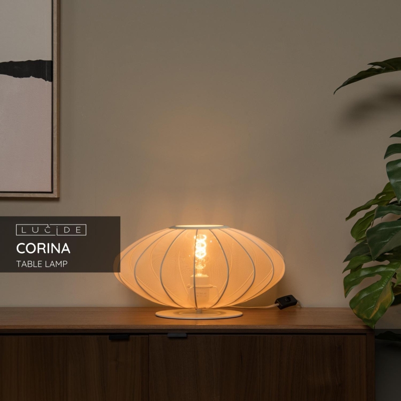 Lucide CORINA - Stolná lampa - Ø 40 cm - 1xE27 - Krémová